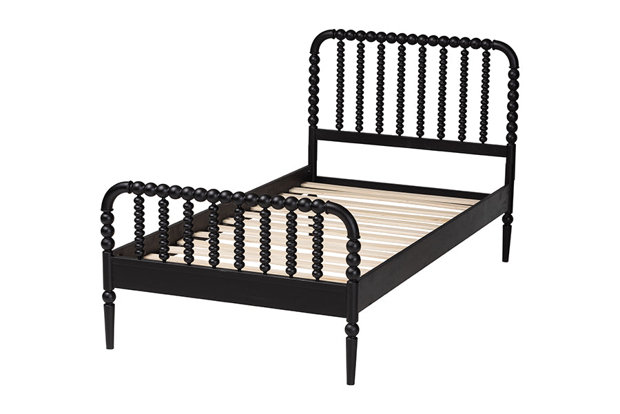 Baxton Studio Lucera Mid-Century Black Full Size Bobbin Bed