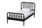 Baxton Studio Lucera Mid-Century Black Twin Size 3-Piece Bobbin Bedroom Set