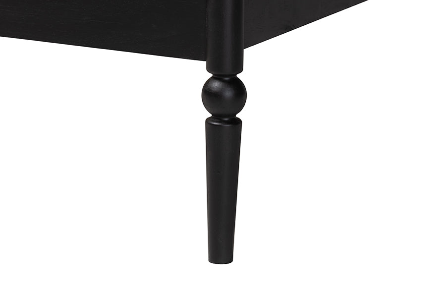 Baxton Studio Lucera Mid-Century Black Twin Size 3-Piece Bobbin Bedroom Set
