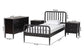 Baxton Studio Lucera Mid-Century Black Twin Size 4-Piece Bobbin Bedroom Set
