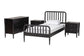 Baxton Studio Lucera Mid-Century Black Twin Size 4-Piece Bobbin Bedroom Set