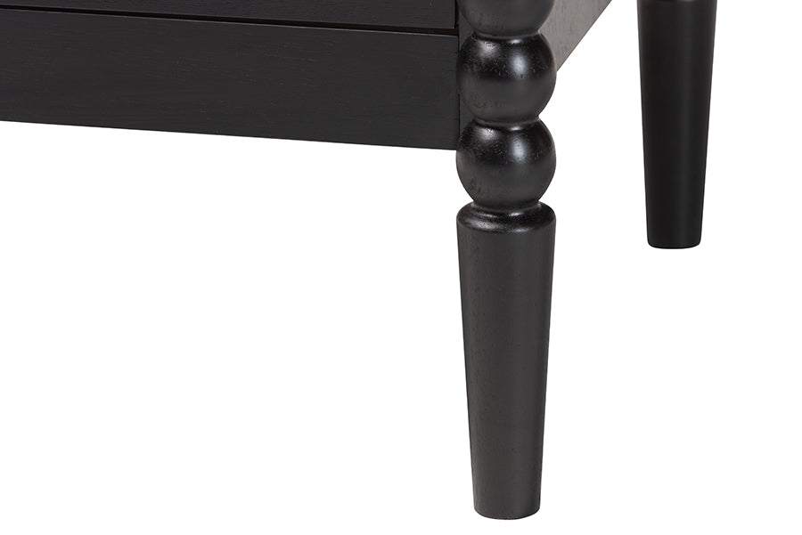 Baxton Studio Lucera Mid-Century Black Twin Size 4-Piece Bobbin Bedroom Set