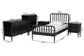 Baxton Studio Lucera Mid-Century Black Twin Size 5-Piece Bobbin Bedroom Set