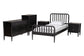 Baxton Studio Lucera Mid-Century Black Twin Size 5-Piece Bobbin Bedroom Set