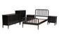 Baxton Studio Lucera Mid-Century Black Twin Size 5-Piece Bobbin Bedroom Set