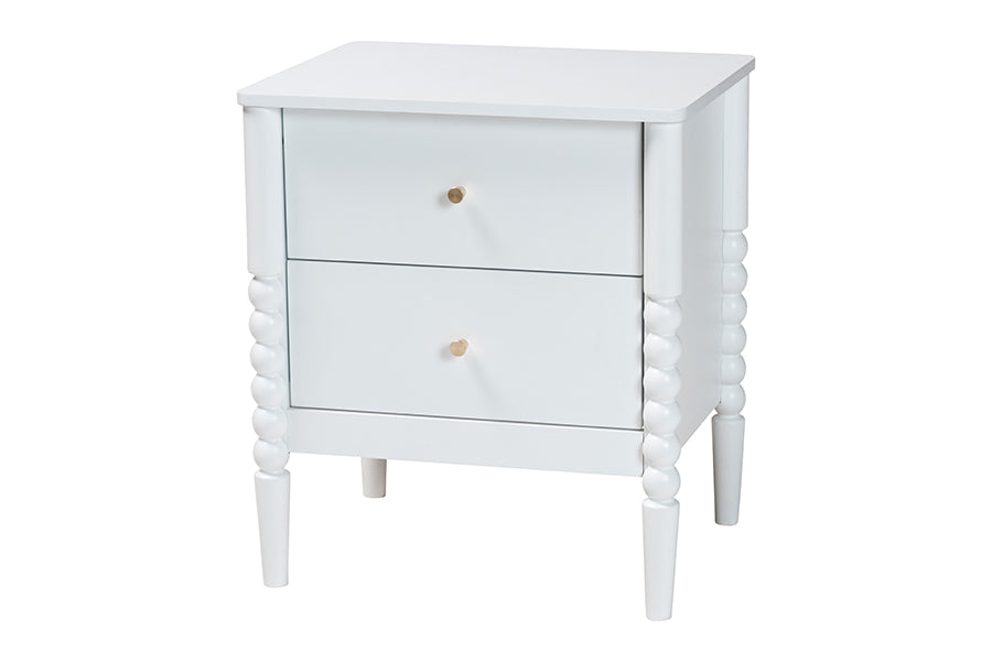 Baxton Studio Lucera Mid-Century White Twin Size 4-Piece Bobbin Bedroom Set