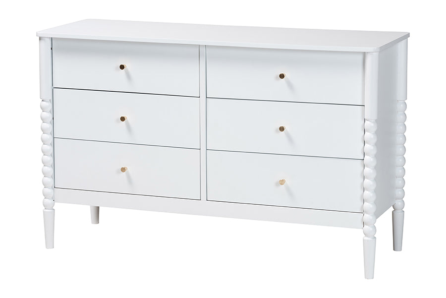 Baxton Studio Lucera Mid-Century White Twin Size 4-Piece Bobbin Bedroom Set