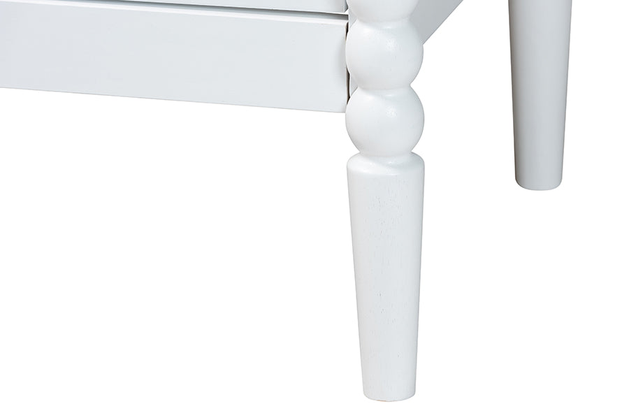 Baxton Studio Lucera Mid-Century White Twin Size 4-Piece Bobbin Bedroom Set