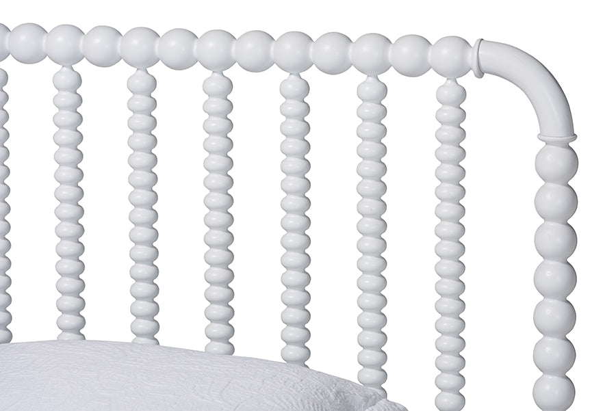 Baxton Studio Lucera Mid-Century White Twin Size 4-Piece Bobbin Bedroom Set