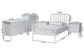 Baxton Studio Lucera Mid-Century White Twin Size 5-Piece Bobbin Bedroom Set