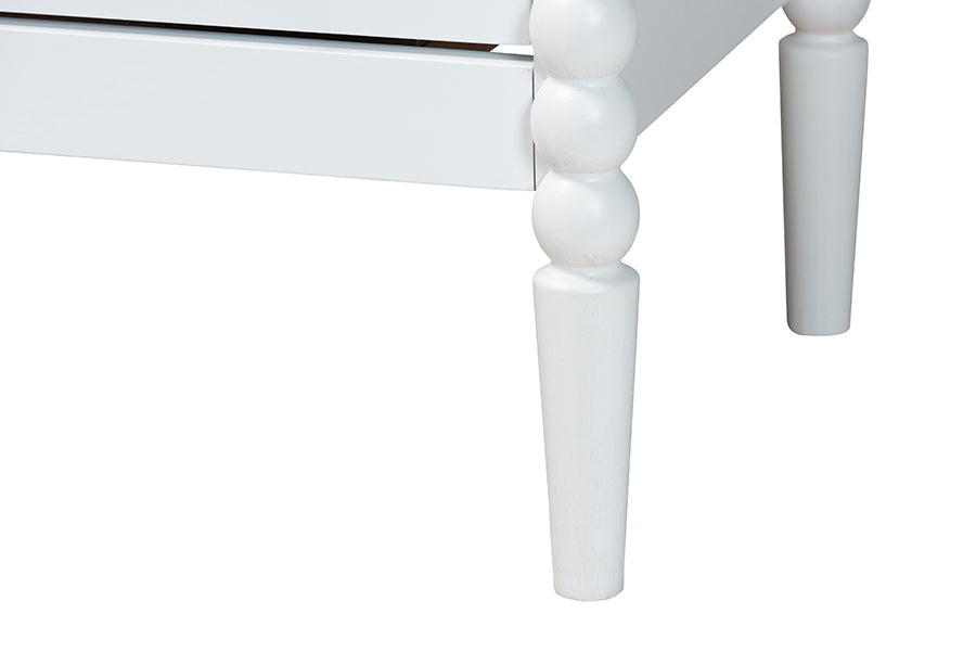 Baxton Studio Lucera Mid-Century White Twin Size 5-Piece Bobbin Bedroom Set