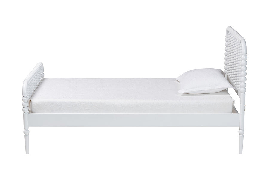 Baxton Studio Lucera Mid-Century White Twin Size Bobbin Bed