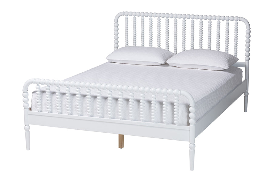 Baxton Studio Lucera Mid-Century White Full Size Bobbin Bed