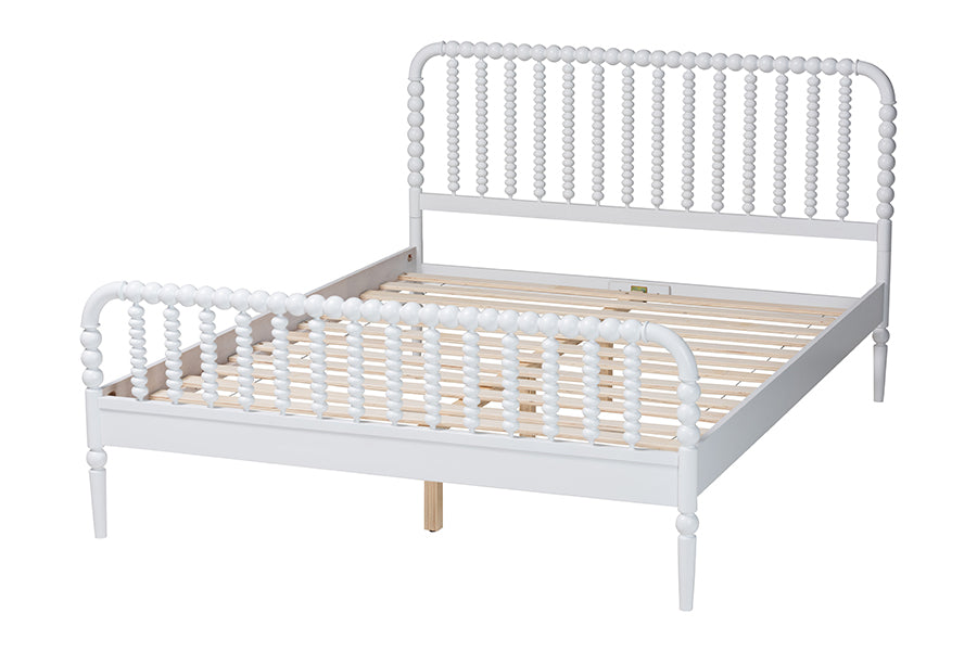 Baxton Studio Lucera Mid-Century White Full Size Bobbin Bed