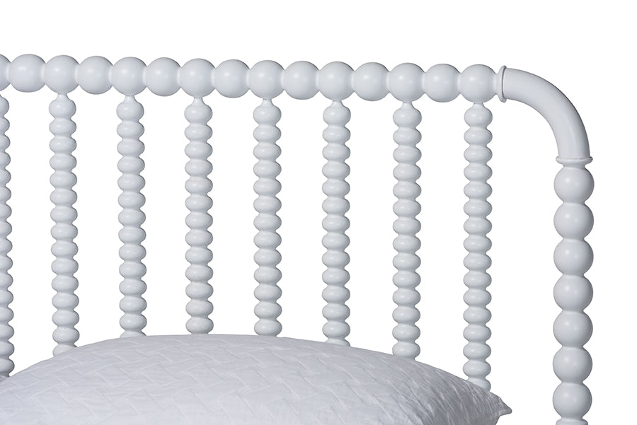 Baxton Studio Lucera Mid-Century White Full Size Bobbin Bed