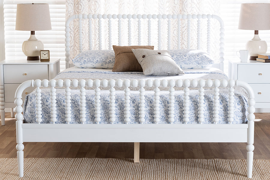 Baxton Studio Lucera Mid-Century White Full Size Bobbin Bed