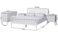 Baxton Studio Lucera Mid-Century White Queen Size 4-Piece Bobbin Bedroom Set