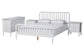 Baxton Studio Lucera Mid-Century White Queen Size 4-Piece Bobbin Bedroom Set
