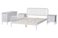 Baxton Studio Lucera Mid-Century White Queen Size 4-Piece Bobbin Bedroom Set