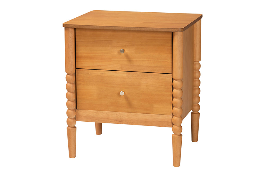 Baxton Studio Lucera Mid-Century Oak Brown Queen Size 3-Piece Bobbin Bedroom Set
