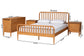 Baxton Studio Lucera Mid-Century Oak Brown Queen Size 4-Piece Bobbin Bedroom Set