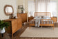 Baxton Studio Lucera Mid-Century Oak Brown Queen Size 5-Piece Bobbin Bedroom Set