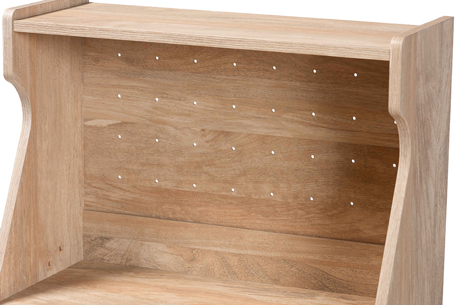 Baxton Studio Pavone Mid-Century Modern Oak Brown Wood Kitchen Cabinet