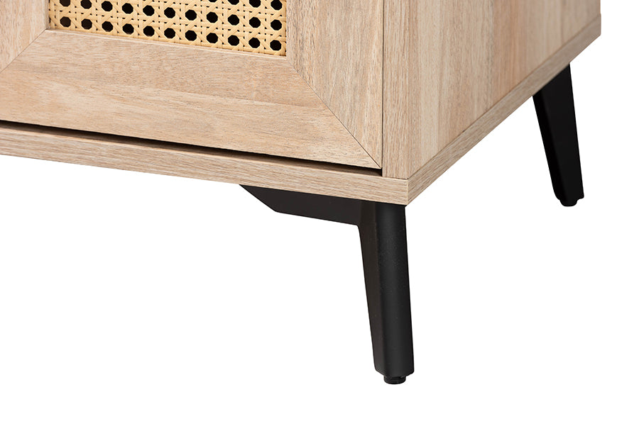 Baxton Studio Pavone Mid-Century Modern Oak Brown Wood Kitchen Cabinet