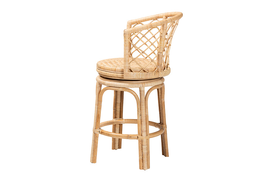 bali & pari Ayu Bohemian Light Honey Rattan Swivel Counter Stool