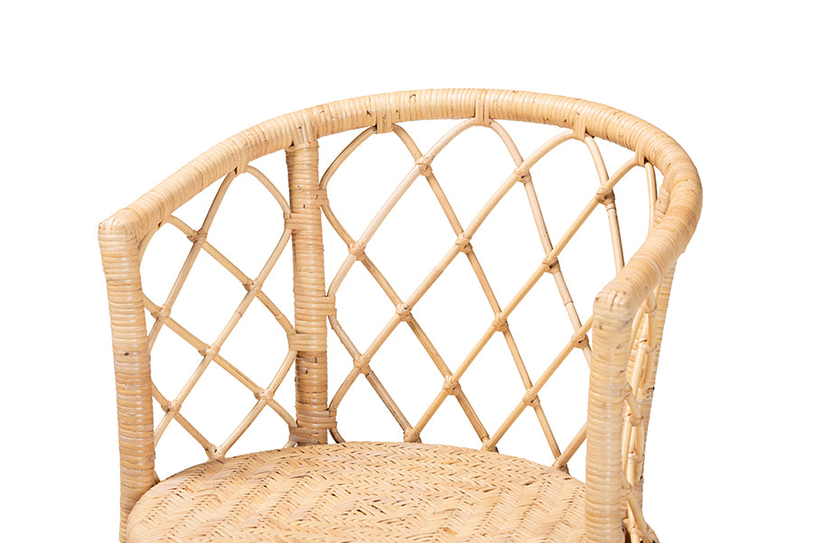 bali & pari Ayu Bohemian Light Honey Rattan Swivel Counter Stool