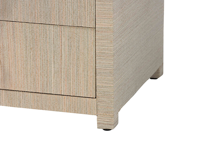 bali & pari Quinn Bohemian Woven Natural Grasscloth 3-Drawer Nightstand