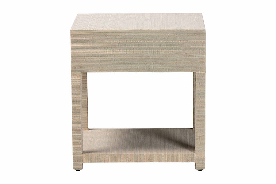 bali & pari Nata Bohemian Woven Natural Grasscloth 1-Drawer Nightstand