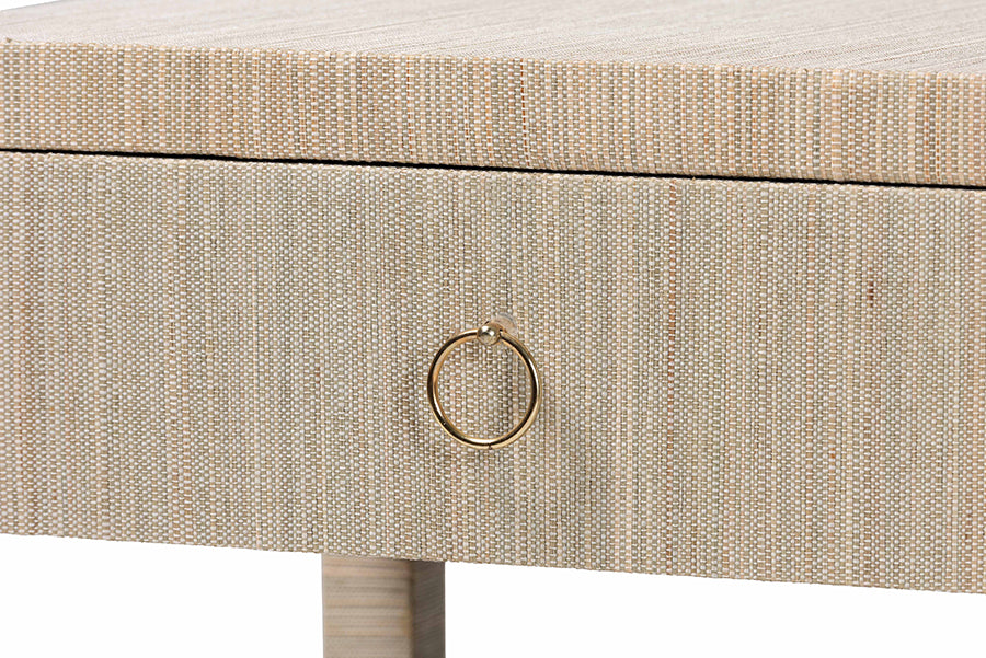 bali & pari Nata Bohemian Woven Natural Grasscloth 1-Drawer Nightstand