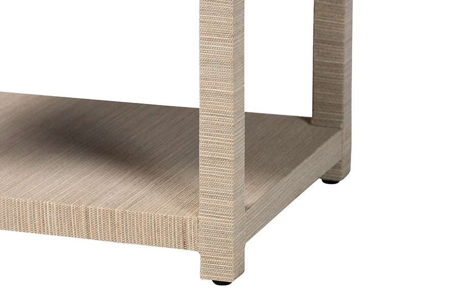 bali & pari Nata Bohemian Woven Natural Grasscloth 1-Drawer Nightstand