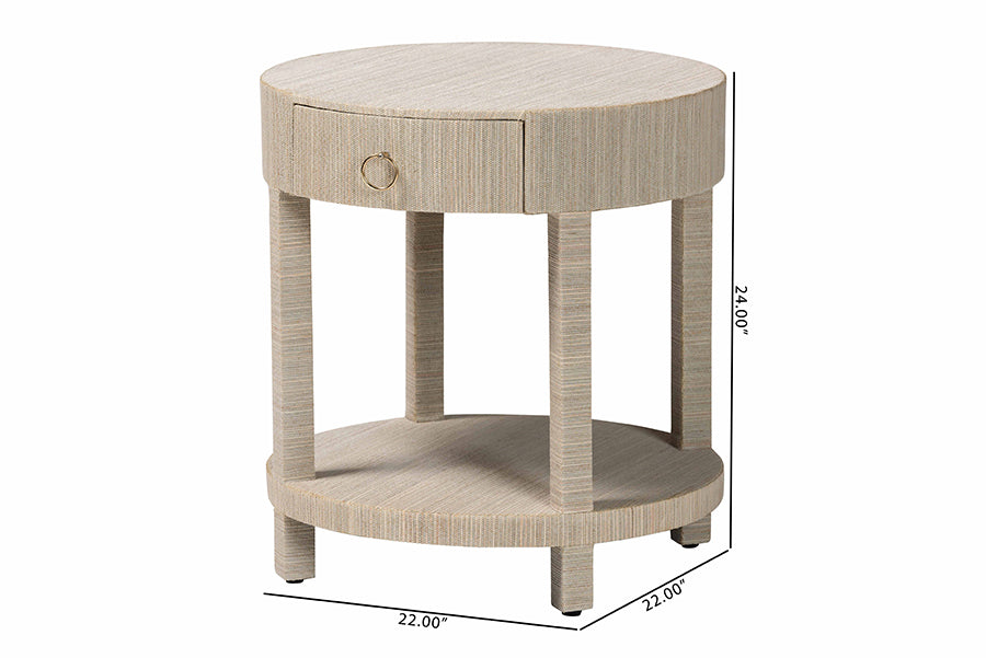 bali & pari Sadia Bohemian Woven Natural Grasscloth 1-Drawer Nightstand