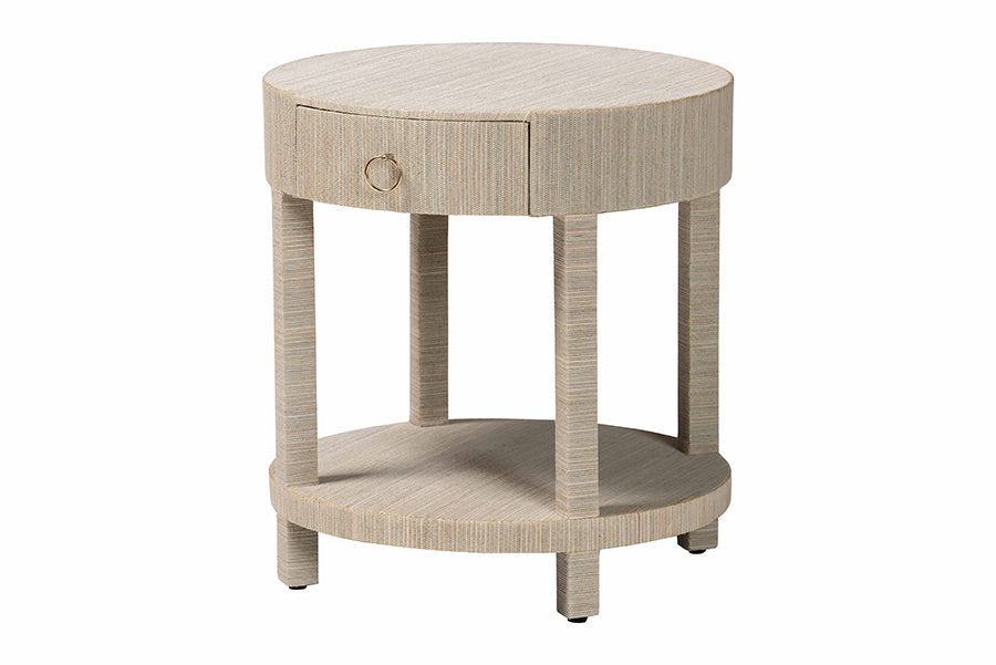 bali & pari Sadia Bohemian Woven Natural Grasscloth 1-Drawer Nightstand