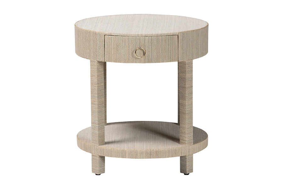 bali & pari Sadia Bohemian Woven Natural Grasscloth 1-Drawer Nightstand
