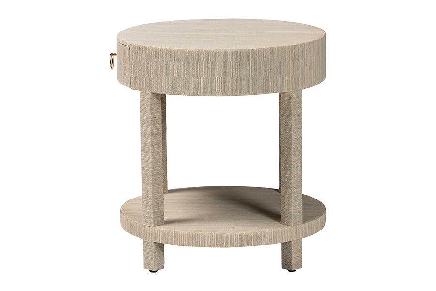 bali & pari Sadia Bohemian Woven Natural Grasscloth 1-Drawer Nightstand