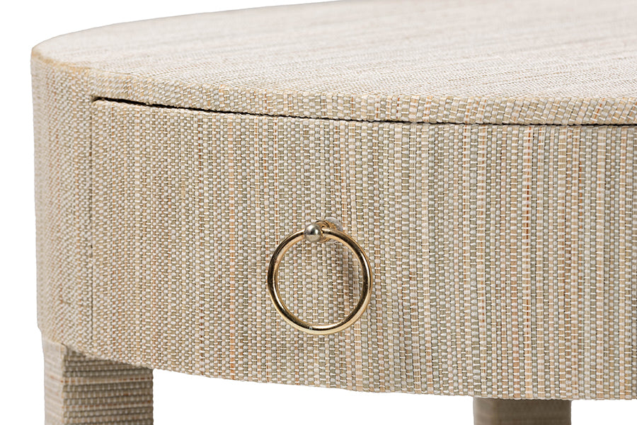 bali & pari Sadia Bohemian Woven Natural Grasscloth 1-Drawer Nightstand