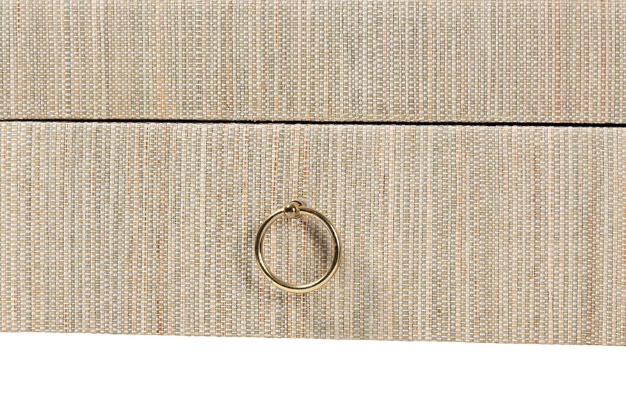 bali & pari Cielo Bohemian Woven Natural Grasscloth 3-Drawer Console Table