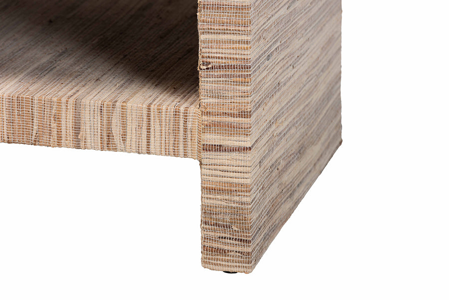 bali & pari Callan Bohemian Woven Natural Grasscloth 1-Drawer Nightstand