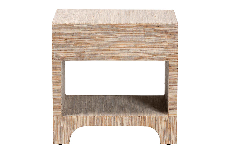 bali & pari Julia Bohemian Woven Natural Grasscloth 1-Drawer Nightstand