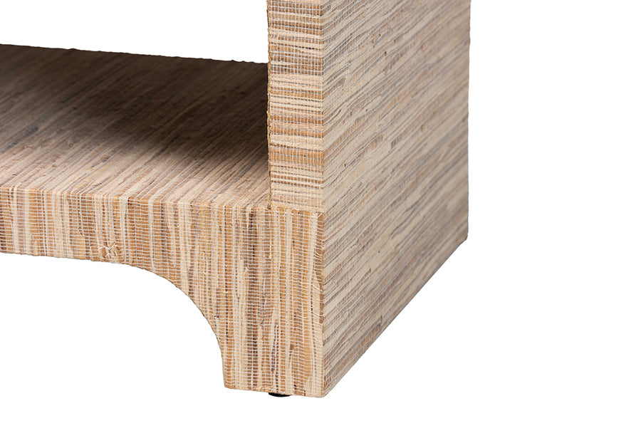 bali & pari Julia Bohemian Woven Natural Grasscloth 1-Drawer Nightstand
