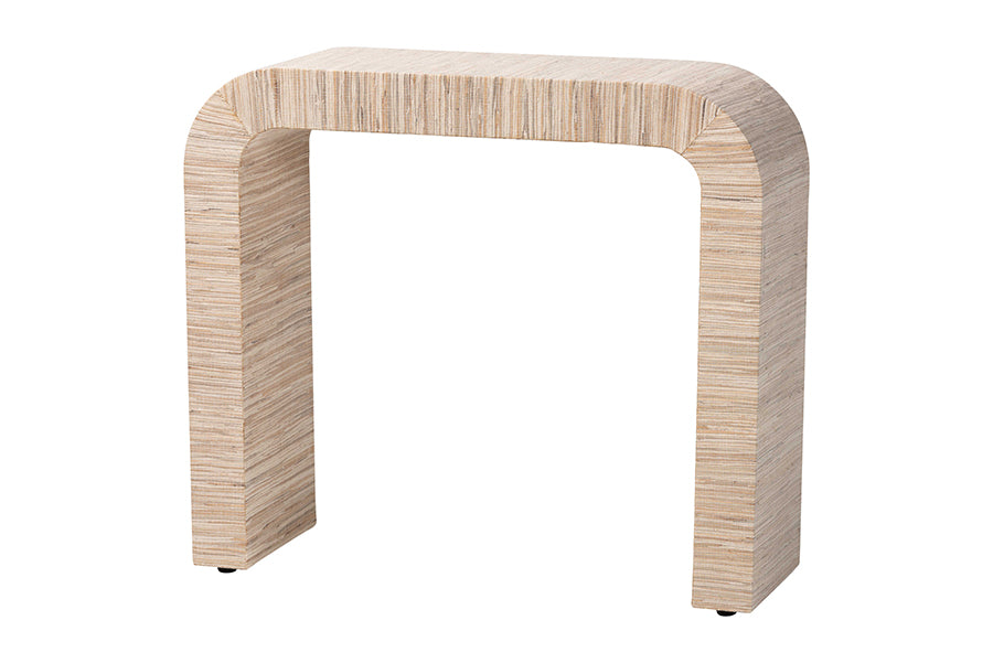 bali & pari Yareli Bohemian Woven Natural Grasscloth Console Table