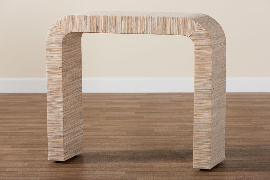 bali & pari Yareli Bohemian Woven Natural Grasscloth Console Table