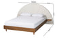 Baxton Studio Bernice Japandi Cream Boucle and Walnut Brown Wood Queen Bed