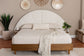 Baxton Studio Bernice Japandi Cream Boucle and Walnut Brown Wood Queen Bed