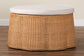 bali & pari Palm Scallop Natural Rattan Ottoman with Cushion - Handwoven Wicker Accent Stool or Footrest for Living Room, Bedroom, or Sunroom, Coastal Boho Style, 32" Round