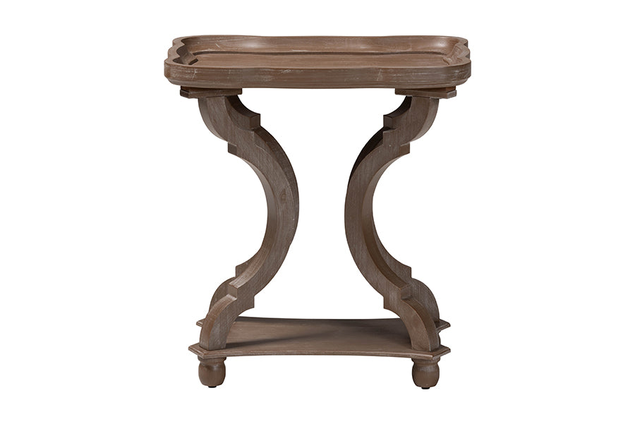 Baxton Studio Yannick French Country Antique Brown Wood End Table