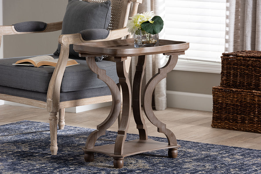 Baxton Studio Yannick French Country Antique Brown Wood End Table